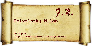 Frivalszky Milán névjegykártya