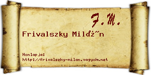 Frivalszky Milán névjegykártya