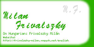 milan frivalszky business card