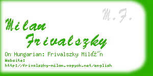 milan frivalszky business card